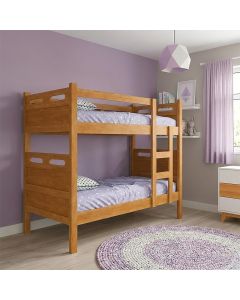Cama Beliche Jaspe Escada Lateral com Grade Segurança com Colchões D33 Quarto Infantil - Nature