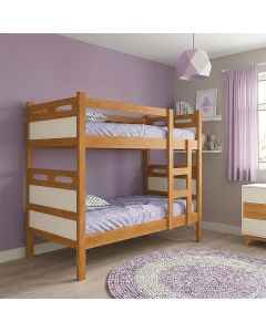 Cama Beliche Jaspe com Guarda Corpo e Escada para Quarto Infantil com Colchões D23 - Nature/off