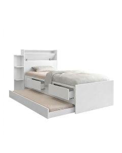 Cama Solteiro Isa com Gavetas e Cama Auxiliar para Quarto Infantil Juvenil e Dormitório - Branco