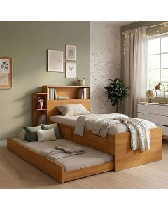 Bicama Isa Solteiro com Gavetas e Auxiliar com Colchões D23 para Quarto Moderno Infantil - Nature