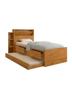 Cama Solteiro Isa com Gavetas e Cama Auxiliar para Quarto Moderno Funcional e Dormitório - Nature