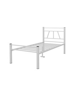 Cama Solteiro de Ferro Reforçada Estrutura Metálica Resistente para Quarto e Dormitório - Branco