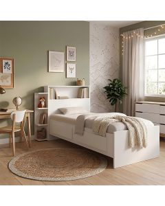 Cama Isa Solteiro com Gavetas Laterais e Colchão D20 para Quarto Infantil Organizado - Branco