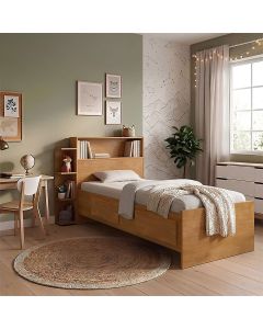 Cama de Solteiro Isa com Gavetas Laterais e Colchão D33 para Casa e Apartamento - Nature