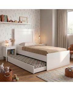 Bicama Bibox Luara Solteiro Cama Auxiliar com Colchões D23 para Dormitório - Branco