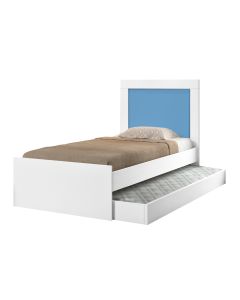 Bicama Bibox Luara Solteiro com Cama Auxiliar para Quarto Infantil e Juvenil - Branco/azul