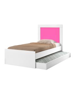 Cama Solteiro Bibox Luara com Auxiliar para Quarto Infantil Juvenil Estilo Moderno - Branco/rosa