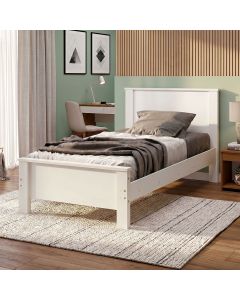 Cama Mila Solteiro com Pés de Madeira com Colchão D20 para Quarto Infantil e Juvenil - Branco