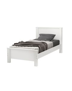 Cama de Solteiro Mila com Pés em Madeira para Quarto Moderno Casa Apartamento Estilo Clean - Branco