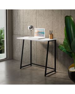 Escrivaninha Dobrável Industrial Home Office Pé de Ferro Preto Tampo Branco para Estudo - Branco