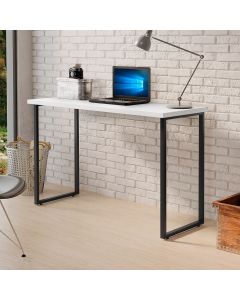 Mesa Escrivaninha Aparador 1,20m Industrial Ferro e Madeira para Estudo e Computador - Branco
