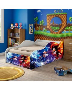 Cama Carro Mini Infantil Sonic Acompanha Colchão Ortobom Decorativa para Quarto Infantil Menino