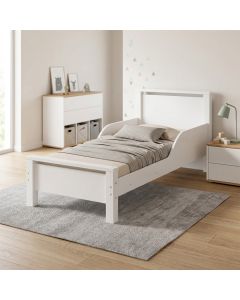 Mini Cama Infantil Meli com Pés de Madeira e Colchão para Quarto Infantil - Branco