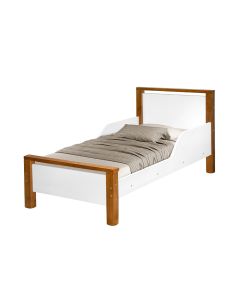 Mini Cama Infantil Meli com Pés de Madeira para Quarto Infantil Design Moderno - Branco com Nature