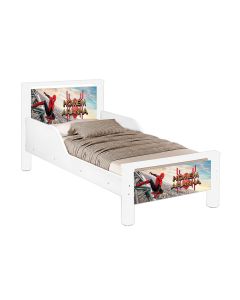 Mini Cama Infantil Meli Pés de Madeira Tema Homem Aranha para Quarto Infantil Menino - Homem Aranha