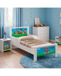 Mini Cama Infantil Meli Pés de Madeira com Colchão Tema Patrulha Canina - Patrulha Canina