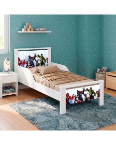 Mini Cama Infantil Meli Pés de Madeira com Colchão Tema Vingadores para Quarto - Vingadores
