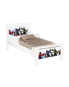 Mini Cama Infantil Meli com Pés de Madeira Tema Vingadores para Quarto Infantil Menino - Vingadores